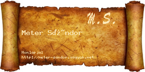 Meter Sándor névjegykártya